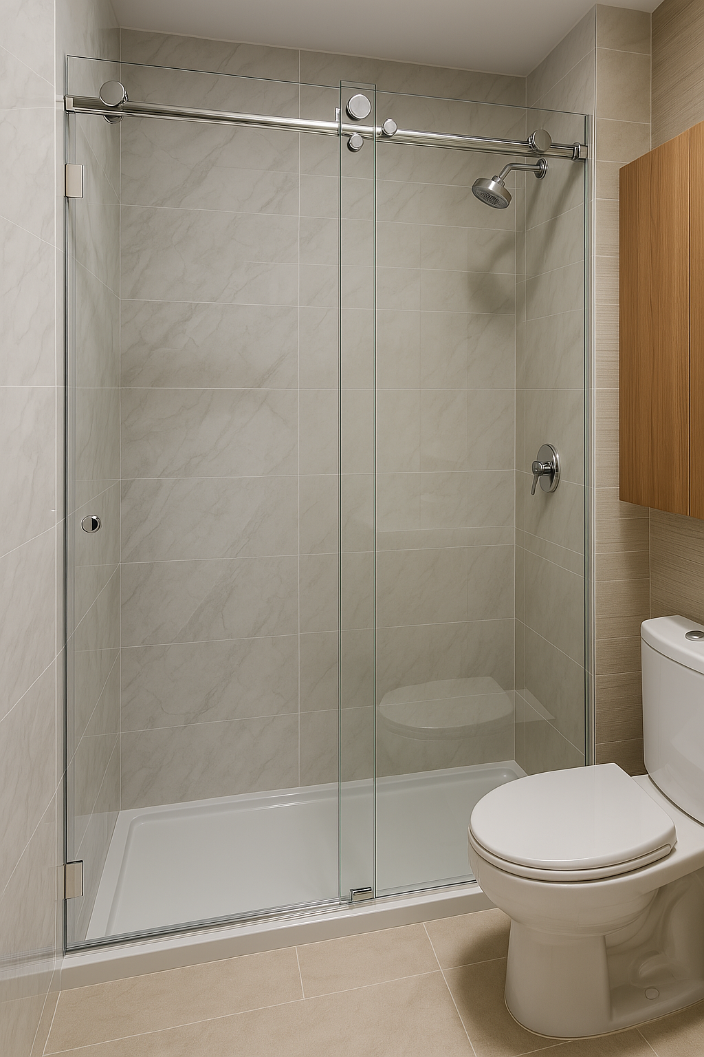 División de baño en vidrio templado